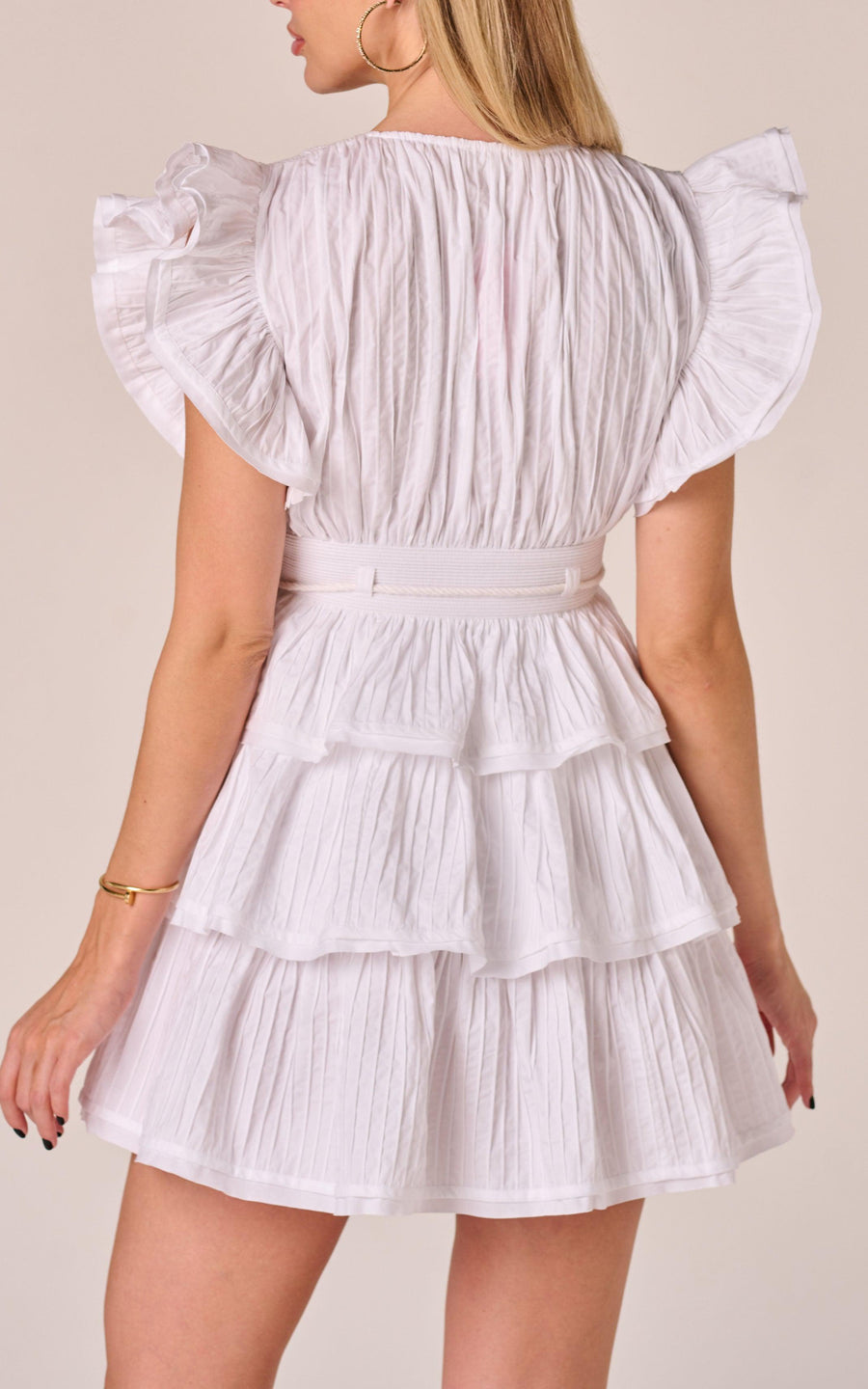 BUTTERFLY | Cotton pleated mini white dress | Tatiana Tretyak Brand