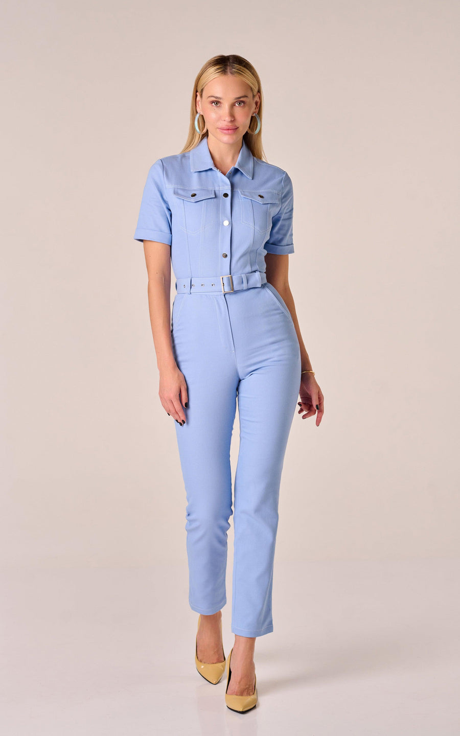 JENISIA | Women's cotton jumpsuit overall Blue | Tatiana Tretyak Brand