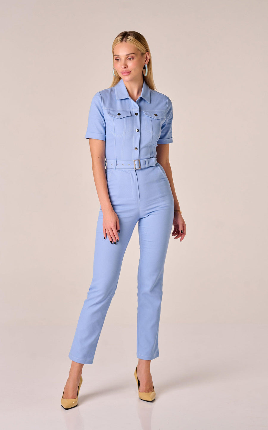 JENISIA | Women's cotton jumpsuit overall Blue | Tatiana Tretyak Brand
