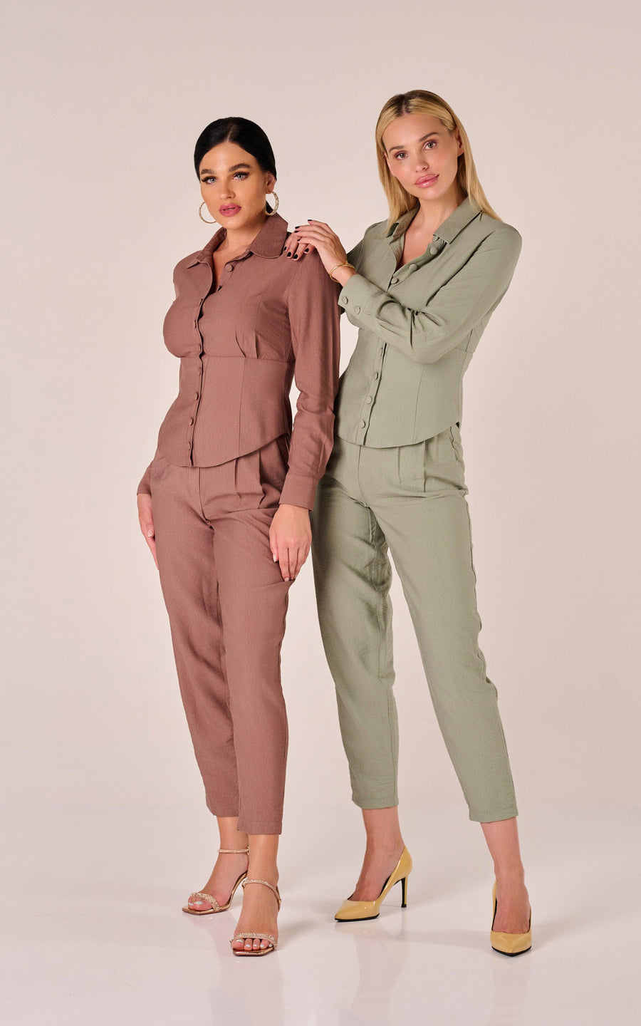 VALENCIA | Brown Co-Ord Pants Blouse Corset | Tatiana Tretyak Brand