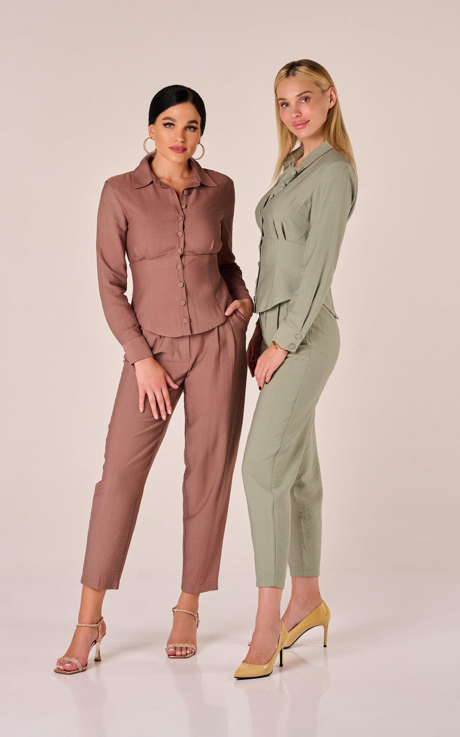 VALENCIA | Brown Co-Ord Pants Blouse Corset | Tatiana Tretyak Brand