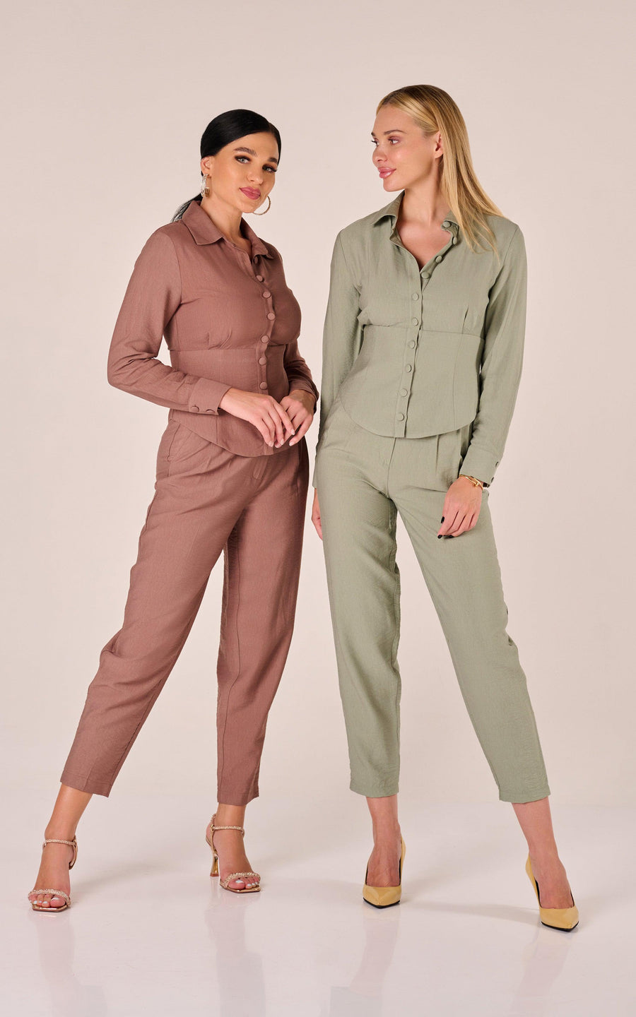 VALENCIA | Brown Co-Ord Pants Blouse Corset | Tatiana Tretyak Brand