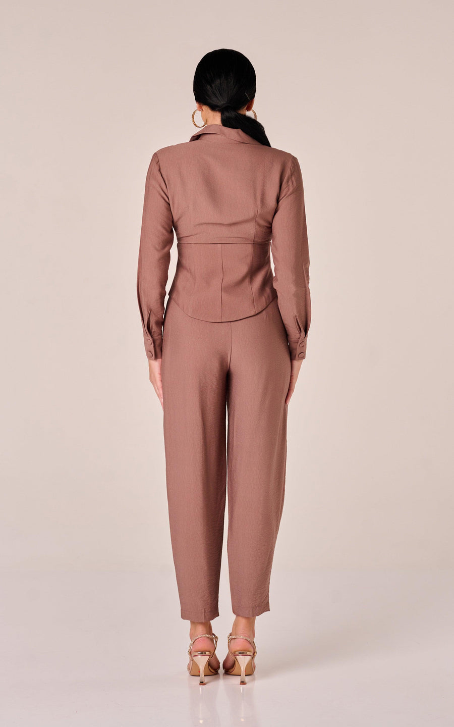 VALENCIA | Brown Co-Ord Pants Blouse Corset | Tatiana Tretyak Brand