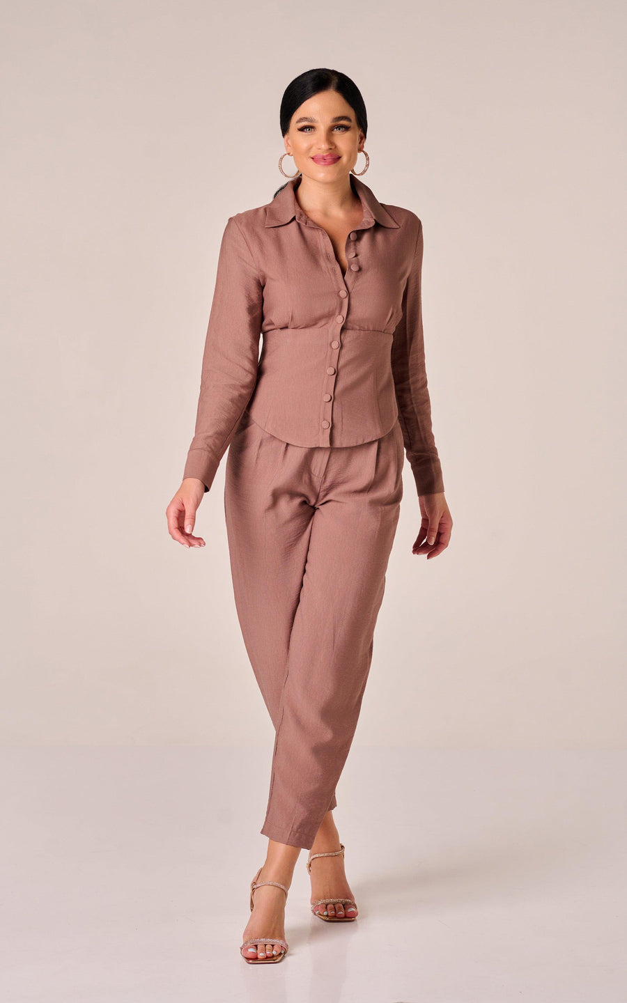 VALENCIA | Brown Co-Ord Pants Blouse Corset | Tatiana Tretyak Brand