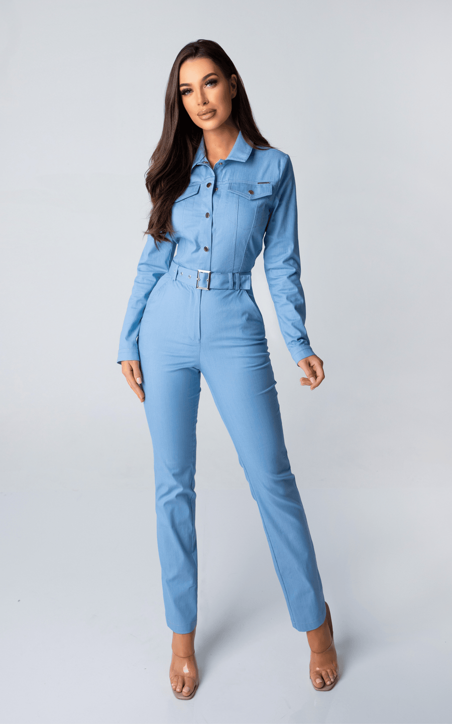 JENISA | Sky Blue Denim Jumpsuit Overall | Tatiana Tretyak Brand