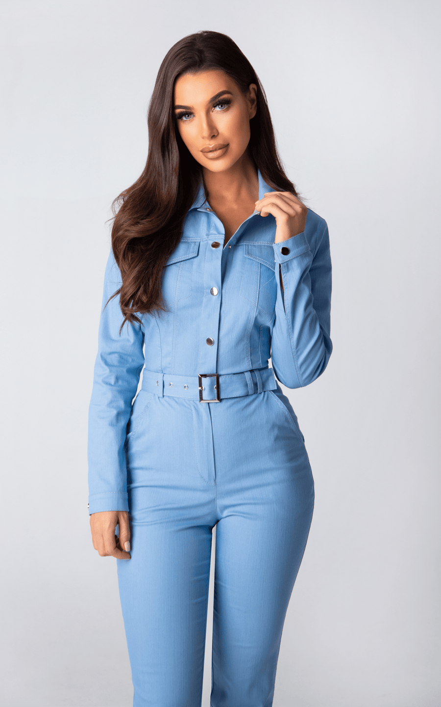 JENISA | Sky Blue Denim Jumpsuit Overall | Tatiana Tretyak Brand
