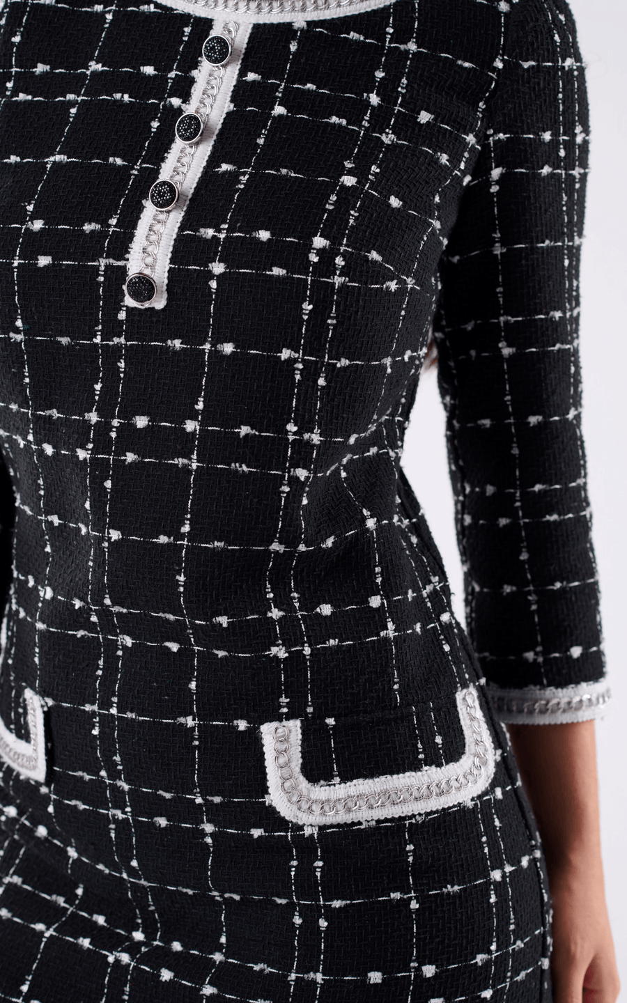 KADI | Tweed Black Office Midi Dress | Tatiana Tretyak Brand