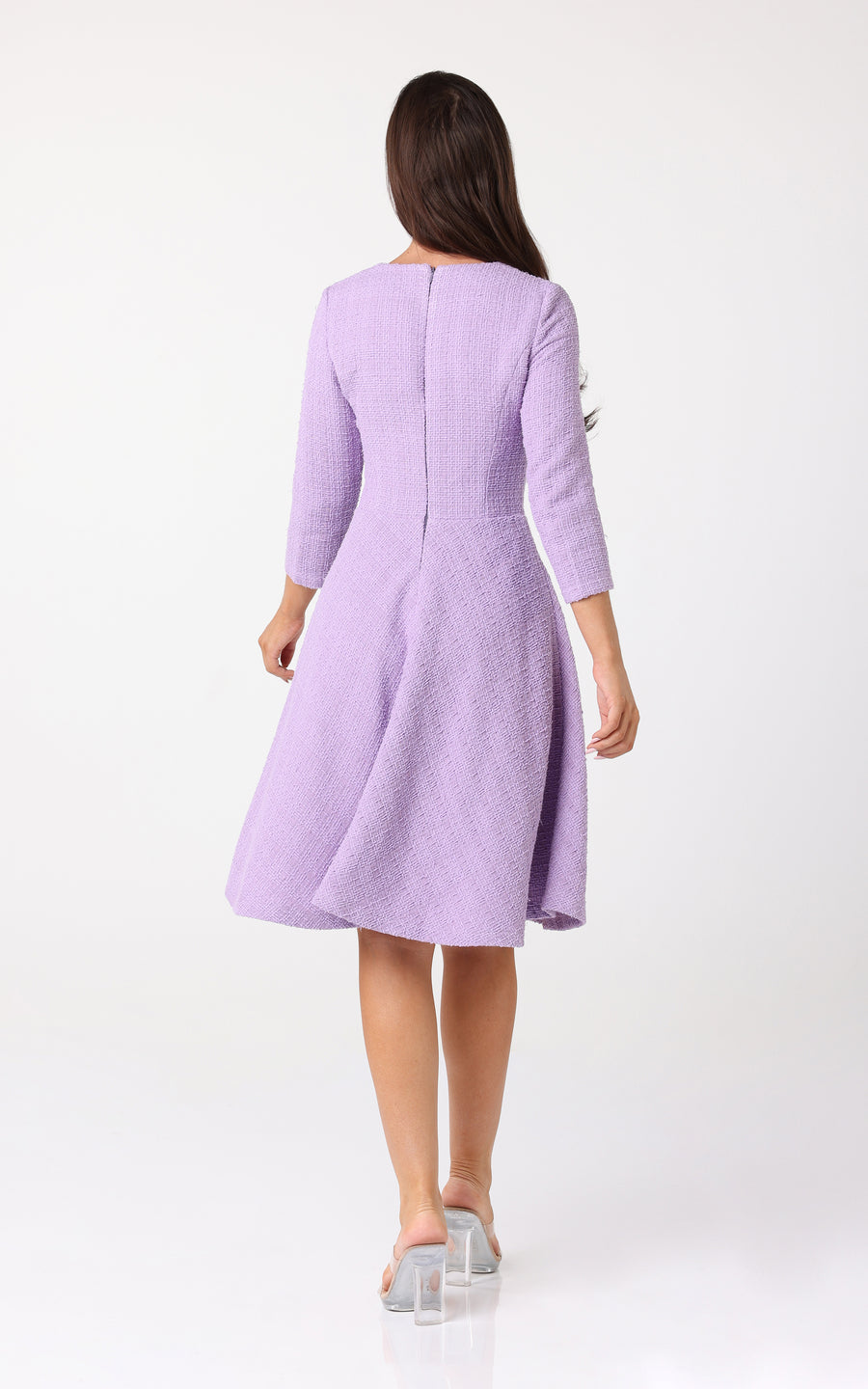 MADELINE | Tweed Lavender Flare Dress | Tatiana Tretyak Brand