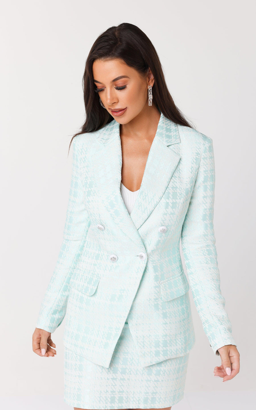 MARO | Women's Tweed Skirt Suit Mint | Tatiana Tretyak Brand